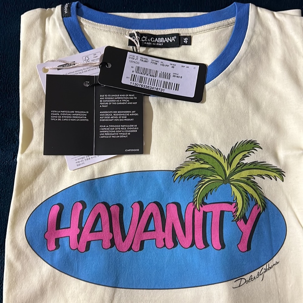 NEW DOLCE & GABBANA HAVANITY Jersey T-shirt (SIZE 10)